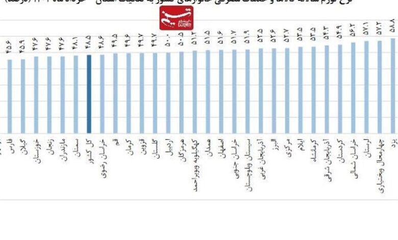 تورم در ۲۳ استان، بالاتر از متوسط کشوری / یزد گران‌ترین استان