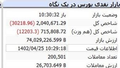 ریزش ۳۰ هزار واحدی شاخص در نیمه اول بازار