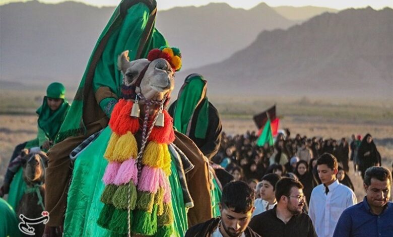 کاروان نمادین ورود اسرای کربلا به شهر شام در ده‌زیار کرمان برگزار شد + تصویر