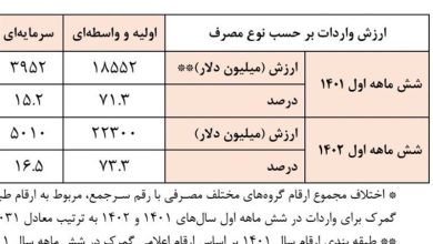 سهم واردات مصرفی کم و سرمایه‌ای زیاد شد