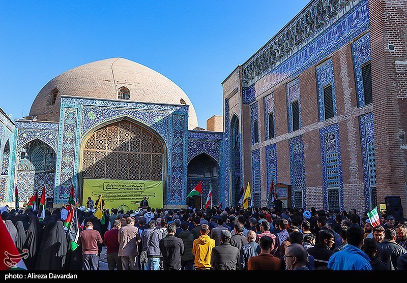 تجمع اردبیلی‌ها در محکومیت اسرائیل/ آذربایجان سوخت هواپیماهای اسراِئیل را تأمین نکند + تصاویر