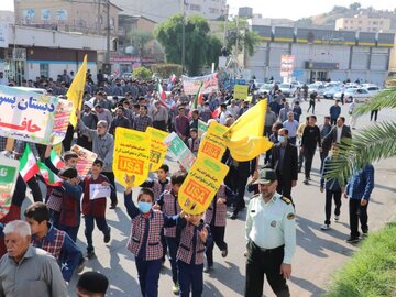 راهپیمایی 13 آبان در مسجدسلیمان برگزار شد