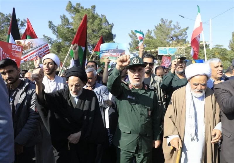 فریاد "مرگ بر اسرائیل" در سراسر استان خراسان جنوبی طنین‌انداز شد + فیلم