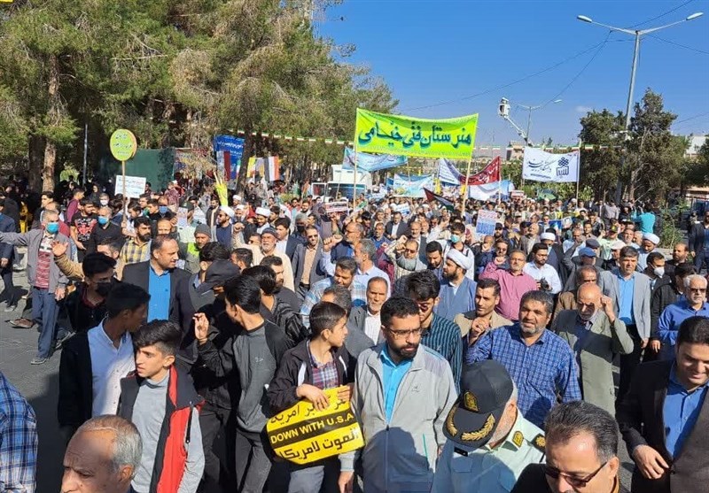 فریاد "مرگ بر اسرائیل" در سراسر استان خراسان جنوبی طنین‌انداز شد + فیلم