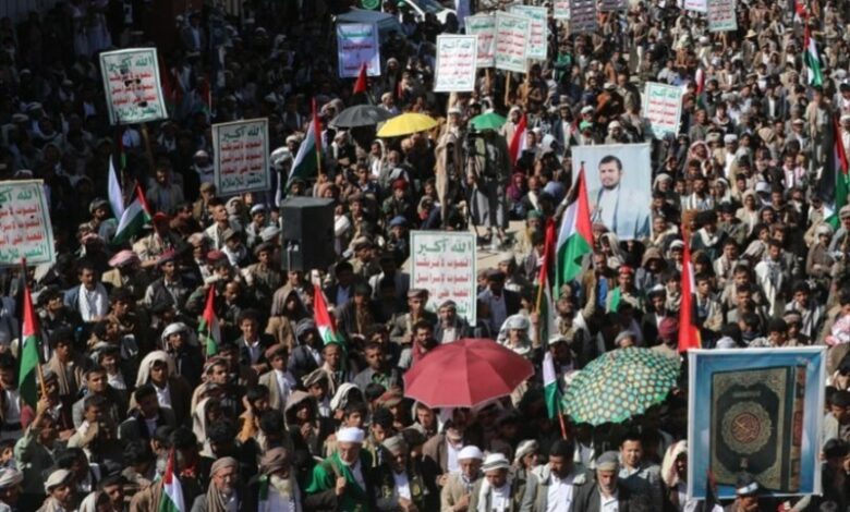 راهپیمایی یمنی‌ها در حمایت از مقاومت فلسطین در استان صعده
