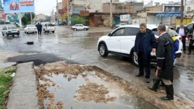 آبگرفتگی و دردسرهای ناشی از بارش باران در اهواز