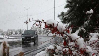 بارش برف و کولاک مقطعی در راه‌های استان زنجان