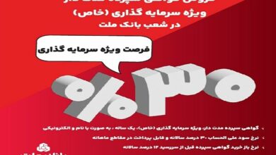 آغاز فروش گواهی سپرده ۳۰ درصدی در بانک ملت