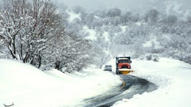 بارش برف در محورهای مواصلاتی کردستان