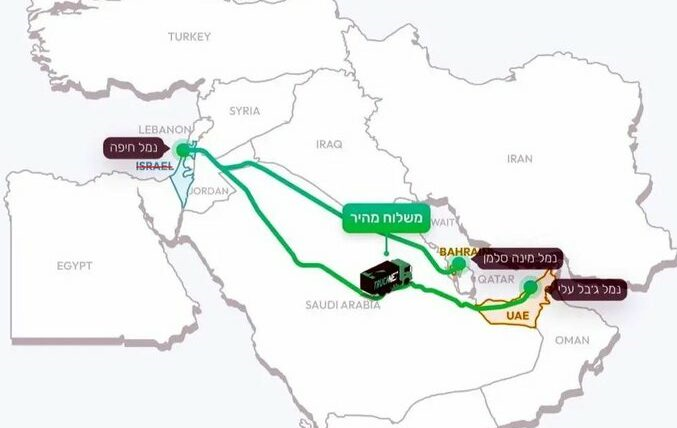 صف کامیون‌‌های حامل کالا از امارات و عربستان برای اسرائیل+فیلم