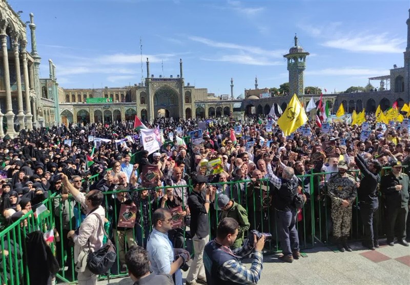 حضور حماسی و باشکوه مردم قم در راهپیمایی روز قدس + فیلم