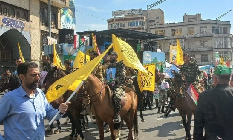 حضور سوارکاران بسیج در راهپیمایی روز جهانی قدس در تهران