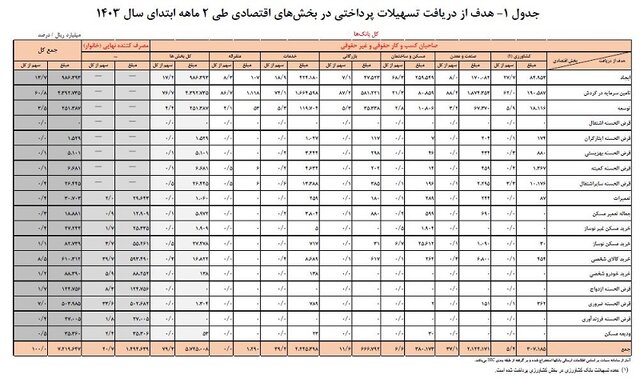 افزایش ۳۶.۲ درصدی تسهیلات پرداختی/ سهم ۲۴.۵ درصدی تسهیلات خرد