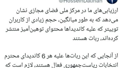 حجم زیادی از کاربران توهین‌کننده به کاندیداها "ربات" هستند