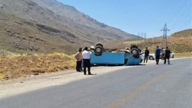 واژگونی مینی‌بوس در ملایر 14 مصدوم بر جا گذاشت