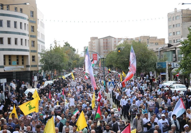 راهپیمایی نمازگزاران مشهدی در محکومیت جنایات اسرائیل