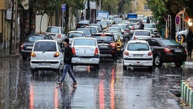 بارش باران پائیزی و آب گرفتگی معابر در شیراز