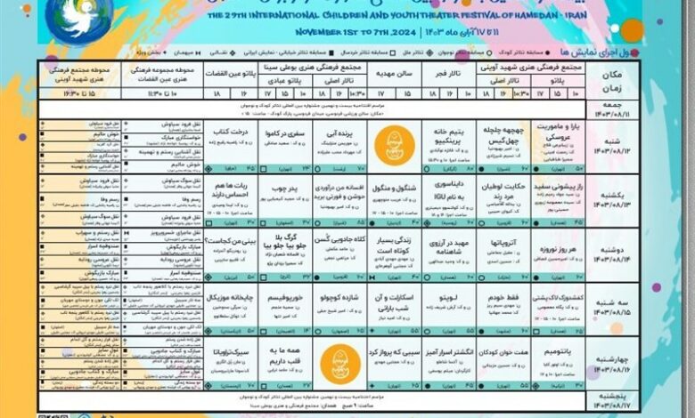 برنامه نخستین روز از اجراهای تئاتر کودک و نوجوان