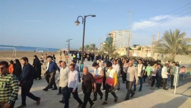 پیاده‌روی بزرگ خانوادگی بسیج در جنوب بوشهر