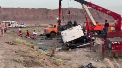 افزایش فوت‌شدگان واژگونی اتوبوس اندیمشک به 9نفر