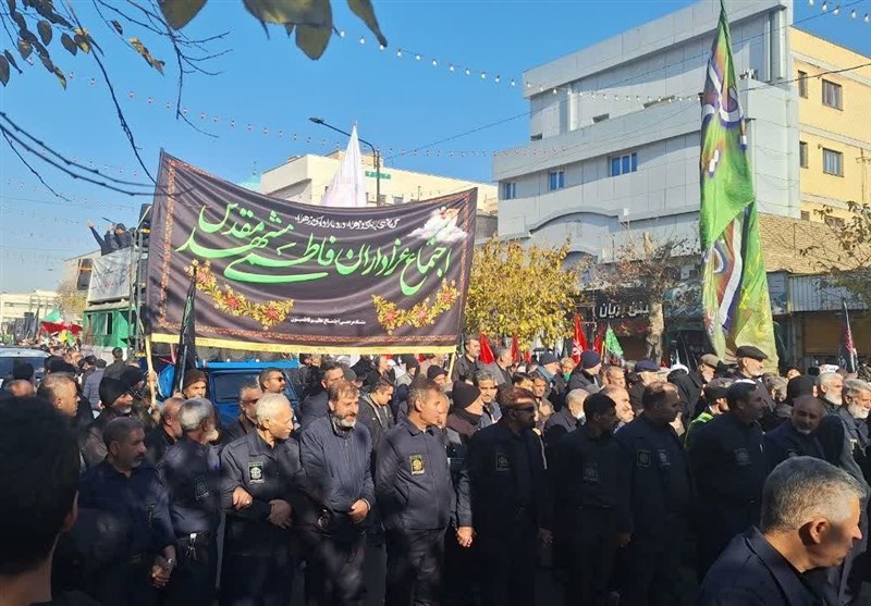 تشییع 14 شهید گمنام در اجتماع سوگواران فاطمیون در مشهد