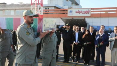 مراسم استقبال از 14 شهید گمنام در استان خوزستان برگزار شد