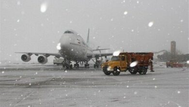 کاهش 15درجه‌ای دمای هوا در اردبیل/ 2 پرواز لغو شد