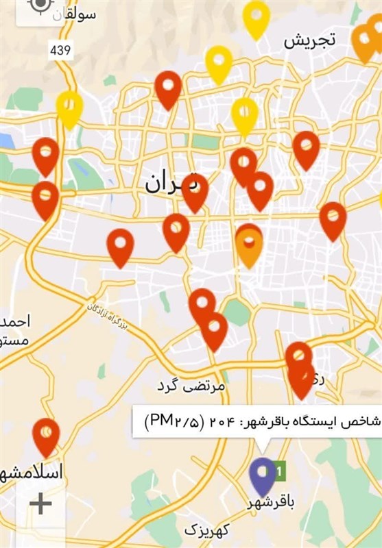 آلودگی شدید هوا در باقرشهر؛ شاخص ‌به 204 رسید
