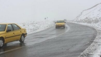 بارش برف و باران در جاده های کشور