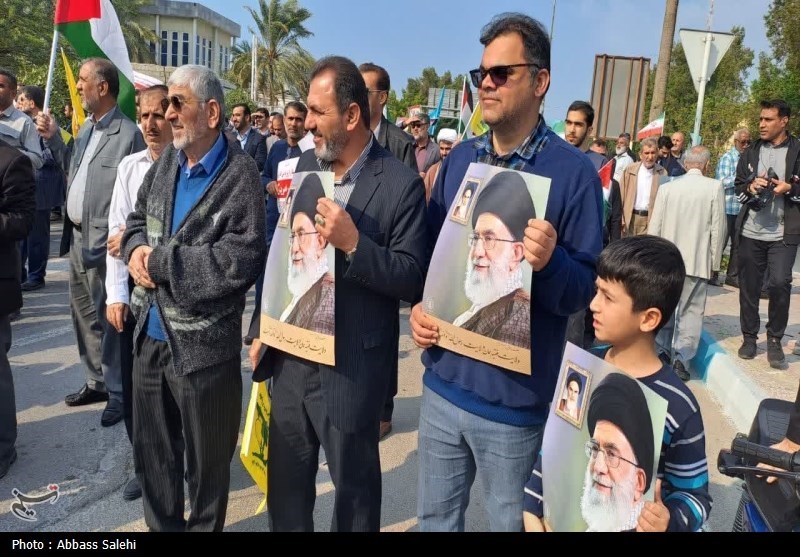 راهپیمایی بوشهری‌ها به شکرانه پیروزی مردم غزه+فیلم