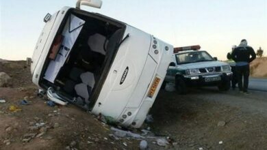 واژگونی اتوبوس در محور کنگاور به تویسرکان
