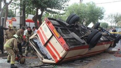 واژگونی مینی‌بوس حامل دانش‌آموزان زنجانی با 11 مصدوم