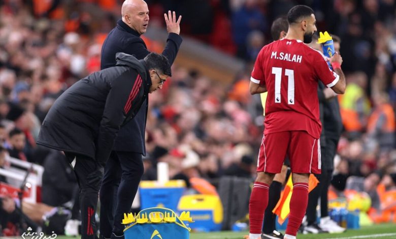 تشویق محمد صلاح در آنفیلد پس از پیروزی لیورپول مقابل برایتون / محمد صلاح , لیورپول , برایتون , لیگ قهرمانان اروپا , تشویق